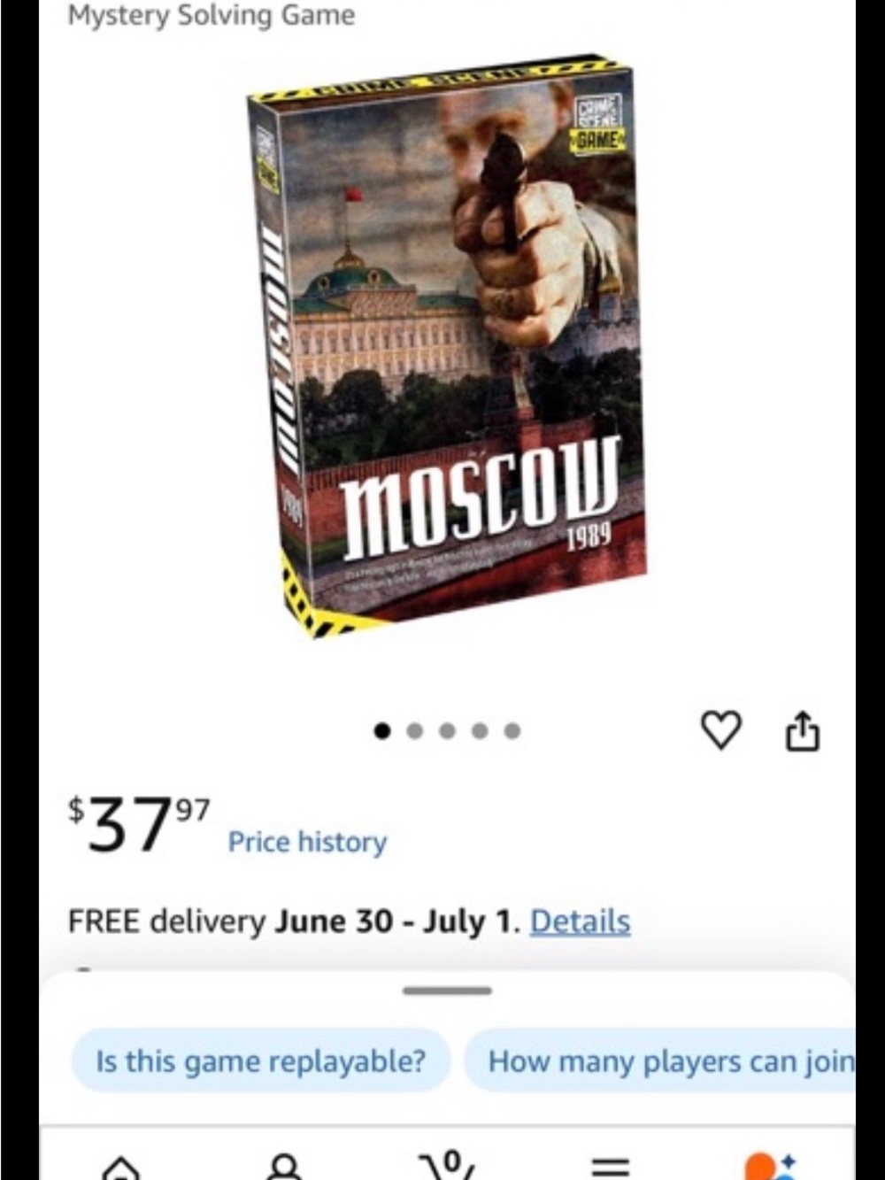 Moscow 1989 Mystery Solving Game - Multi-Color